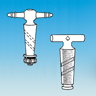 旋塞閥, 雙斜孔, 硼硅酸玻璃/1:5PTFE 旋塞